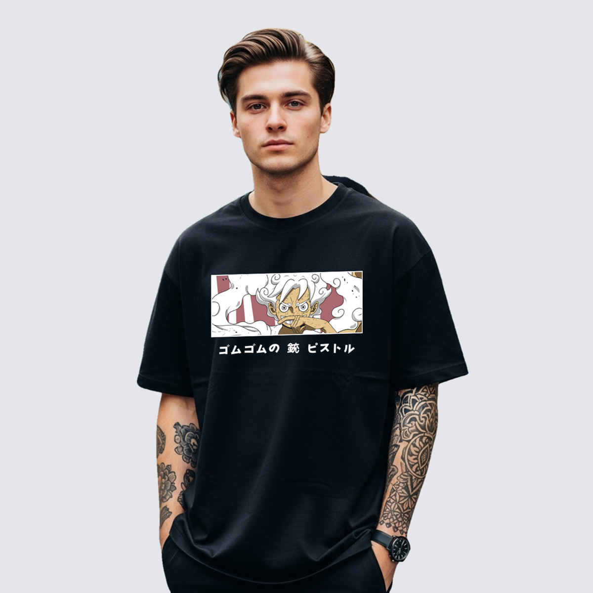 BENNY BROOKS Men's Round Neck half sleeve Oversized T-shirt |AA(ARN)BLACK133 | Black - M