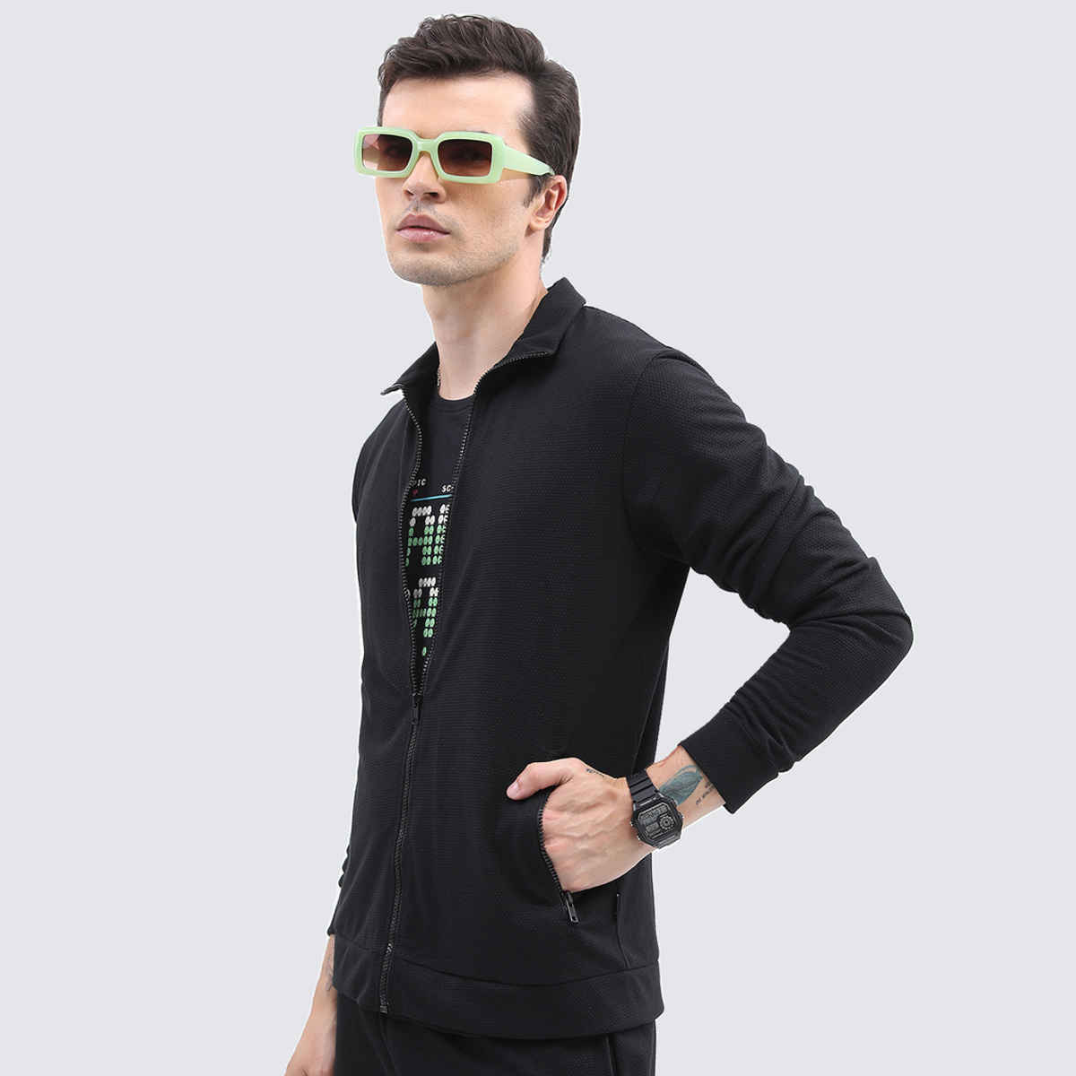 HIGHLANDER Men's Mock Neck Tailored Jacket | Black - M