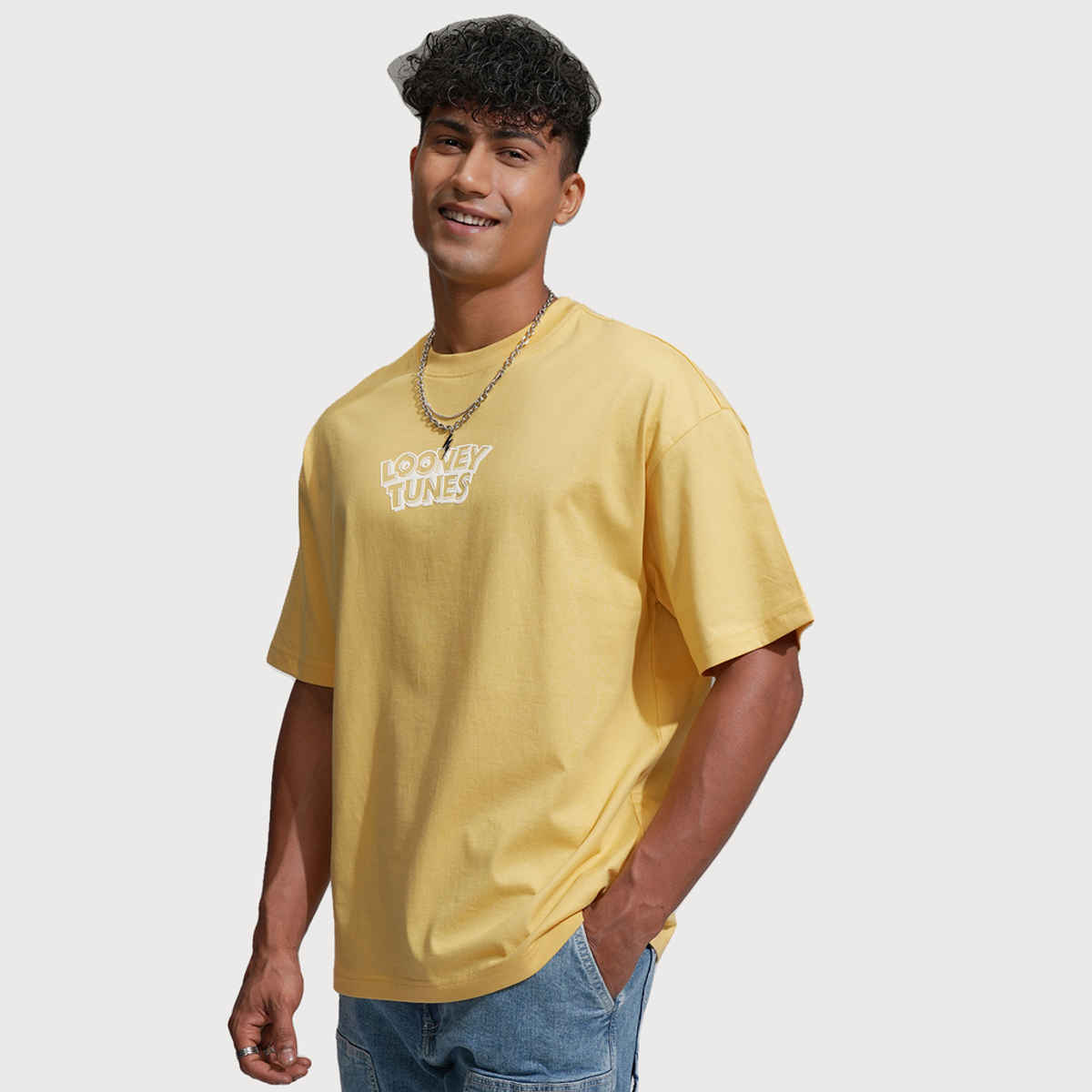 HIGHLANDER Men's Printed Relaxed Fit T-Shirt | Yellow - L