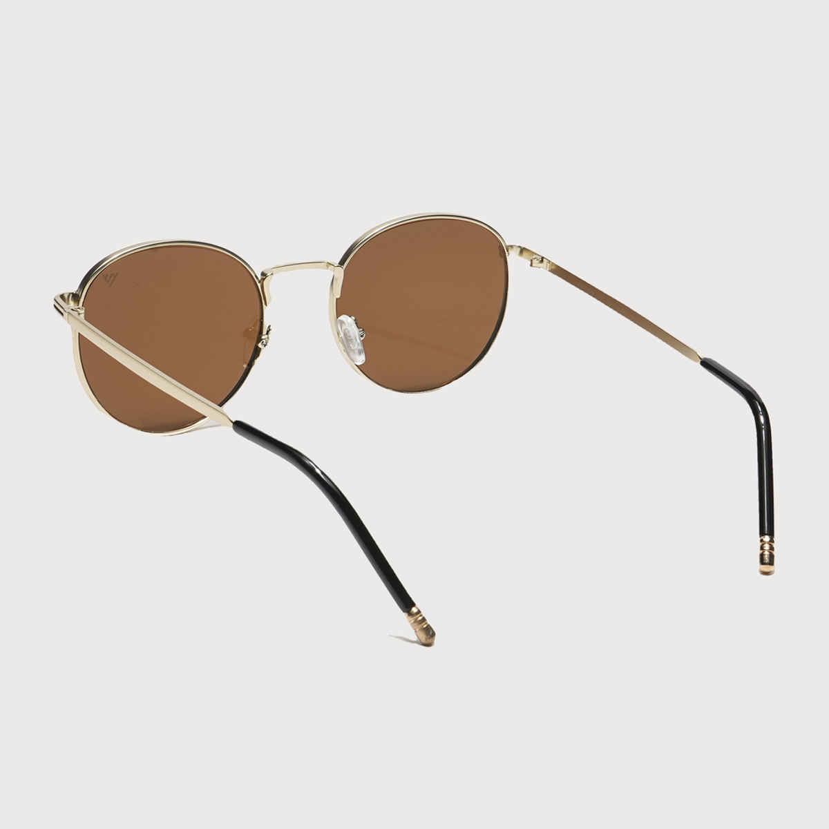 Voyage Unisex Geometric Metal Round Sunglasses | Brown and Gold - M