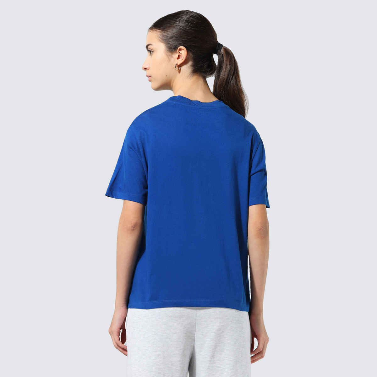U.S. Polo Assn. Women's Boxy Fit Solid Lounge T-Shirt | Bright Blue - L
