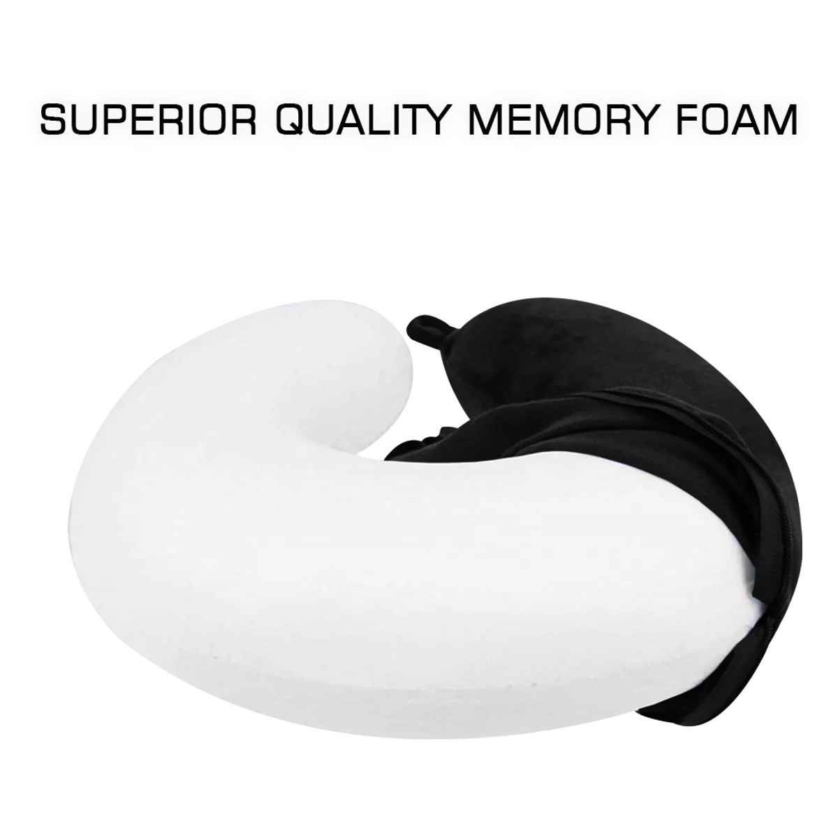 Billebon Unisex Memory Foam Travel Neck Pillow | Black - One Size