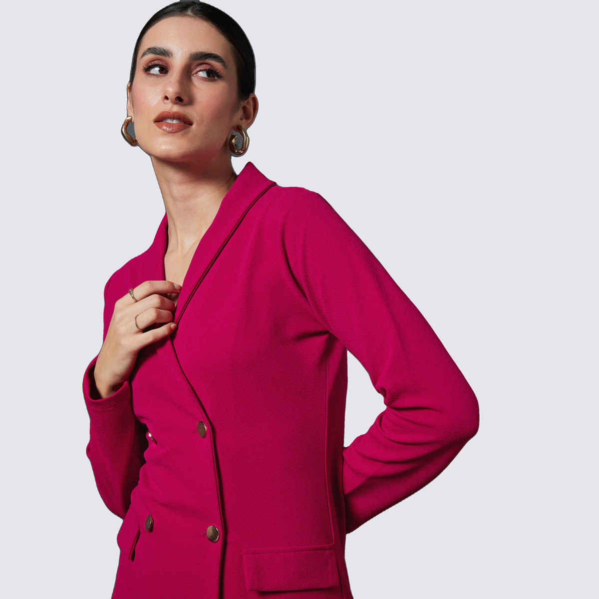 SASSAFRAS worklyf Women's Double Breasted Blazer Dress | Pink - L