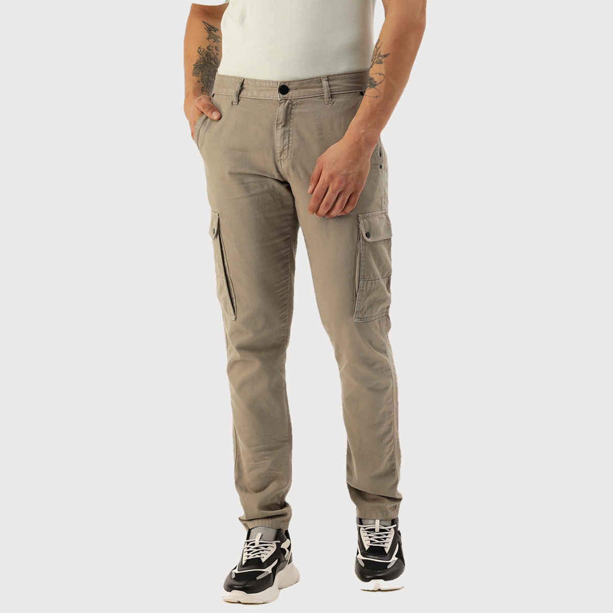 IVOC Men's Slim Fit Cargo Trousers | Brown 32