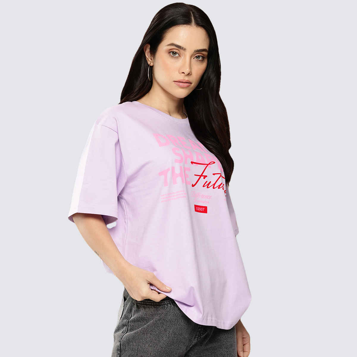 Difference Of Opinion Women's Short Sleeve Oversized Printed T-shirt | Lavender - XL