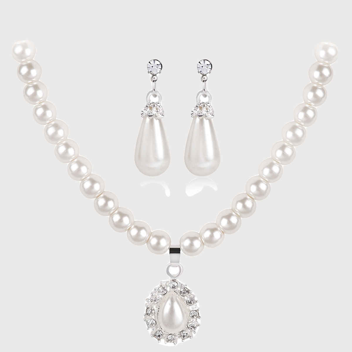 Shining Diva Fashion Latest Stylish Design Fancy Pearl Necklace Jewellery Set for Women | 15463s