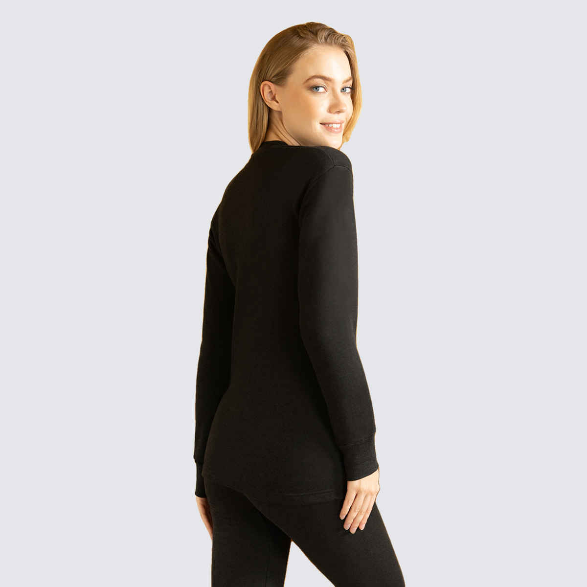 Lux Cottswool Women's Thermal Set For Embrace Warmth and Style Black - 80CM