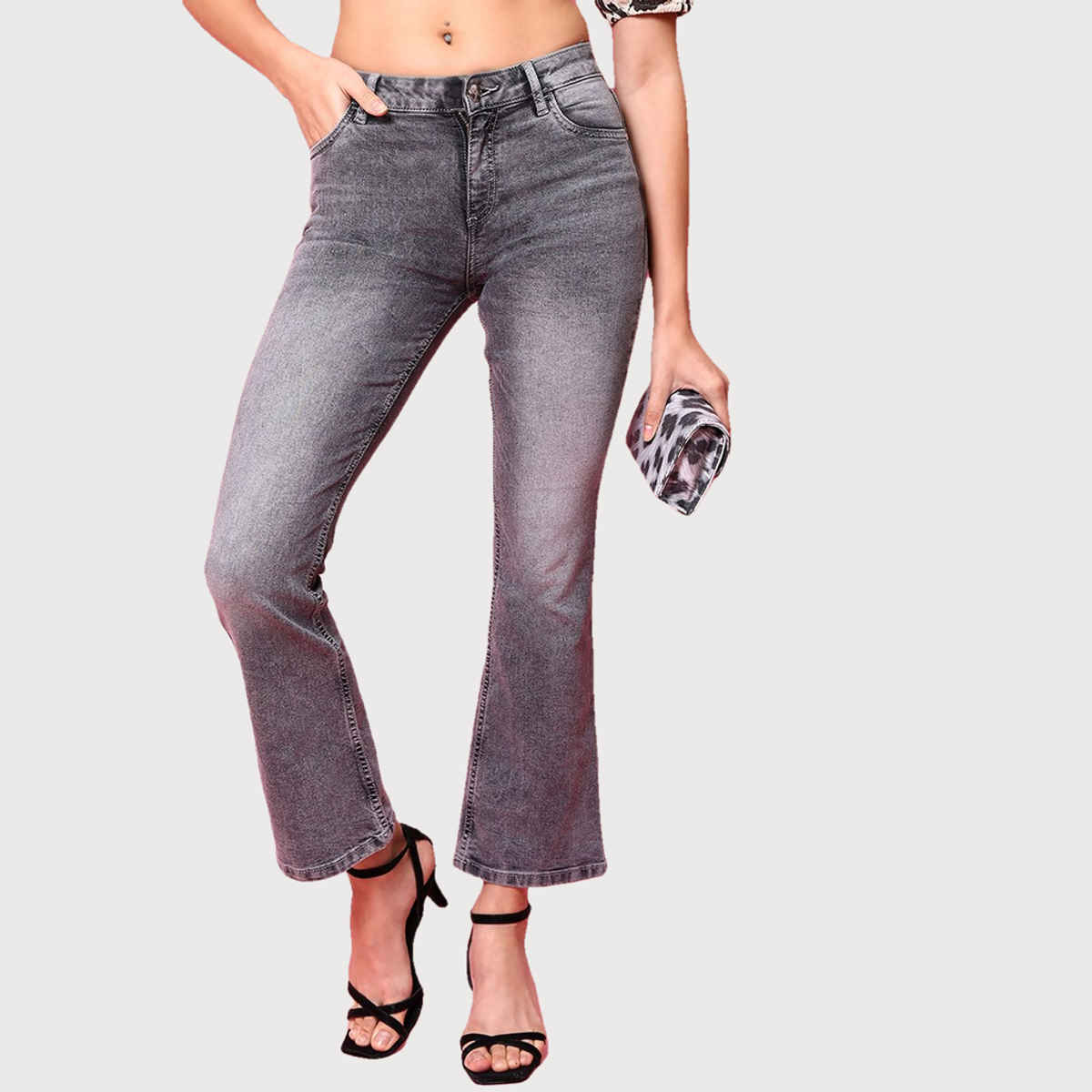 Freehand Women's Light Wash Bootcut Denim Jeans | Grey - 34