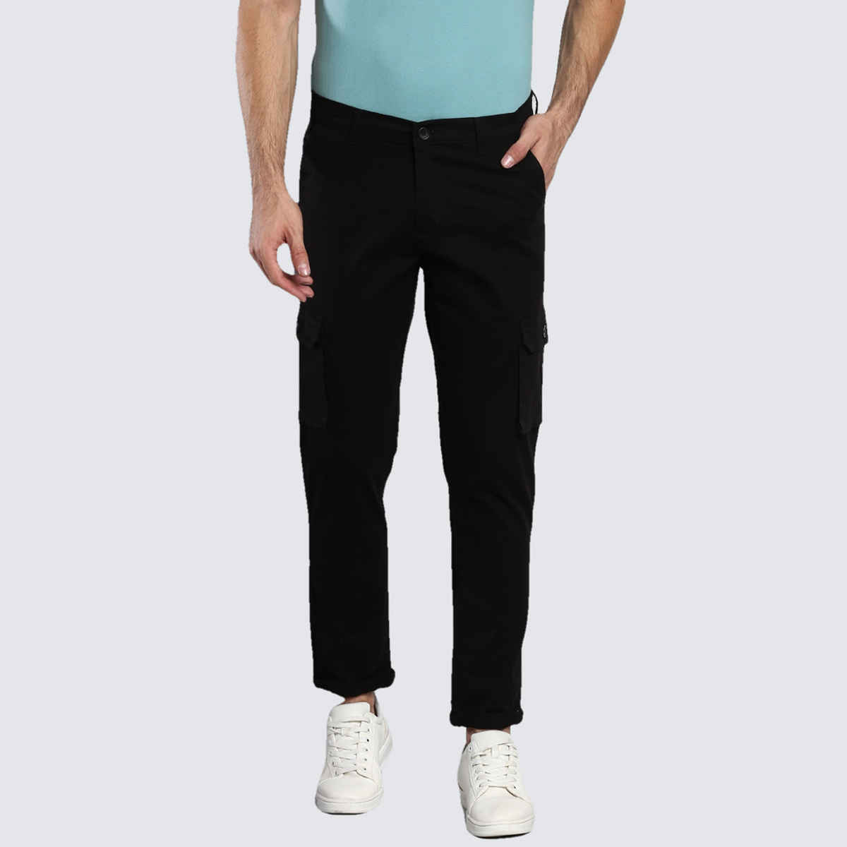 Dennis Lingo Men's Tapered Fit Cargos Trousers | Black | 32
