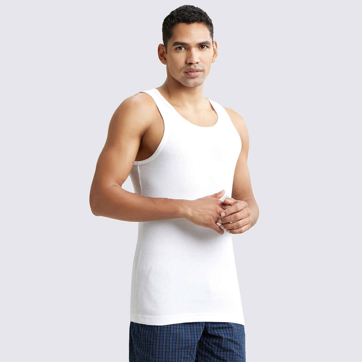 Jockey 8820 Men's Super Combed Cotton Round Neck Vest|Extended Length|Easy Tuck|PO2 | White-XXL