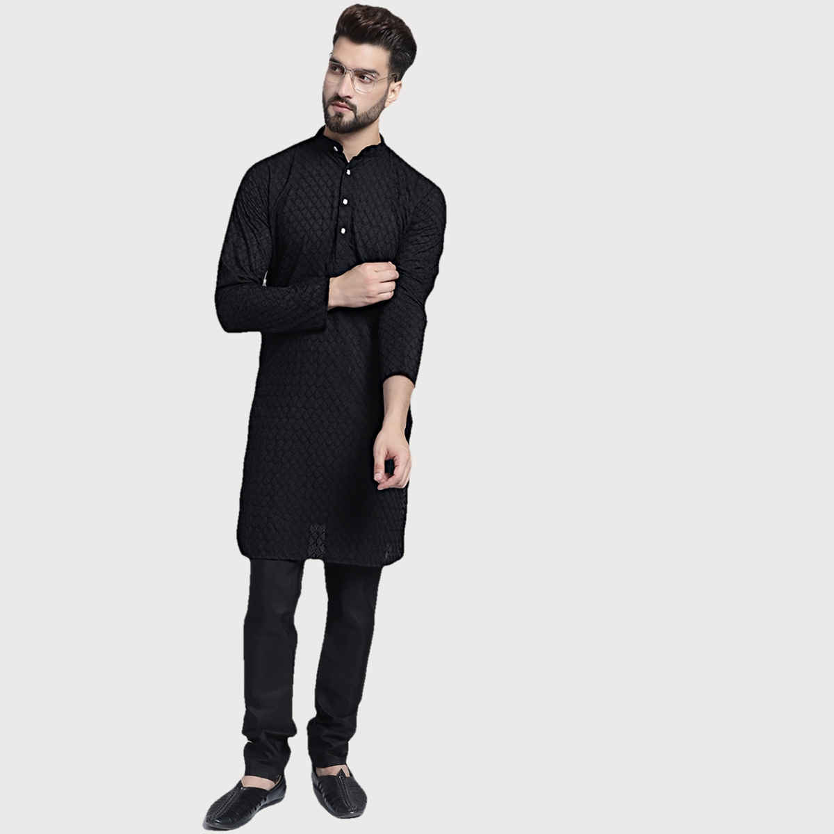 Jompers Men's Kurta | Ko 561 | Black - S