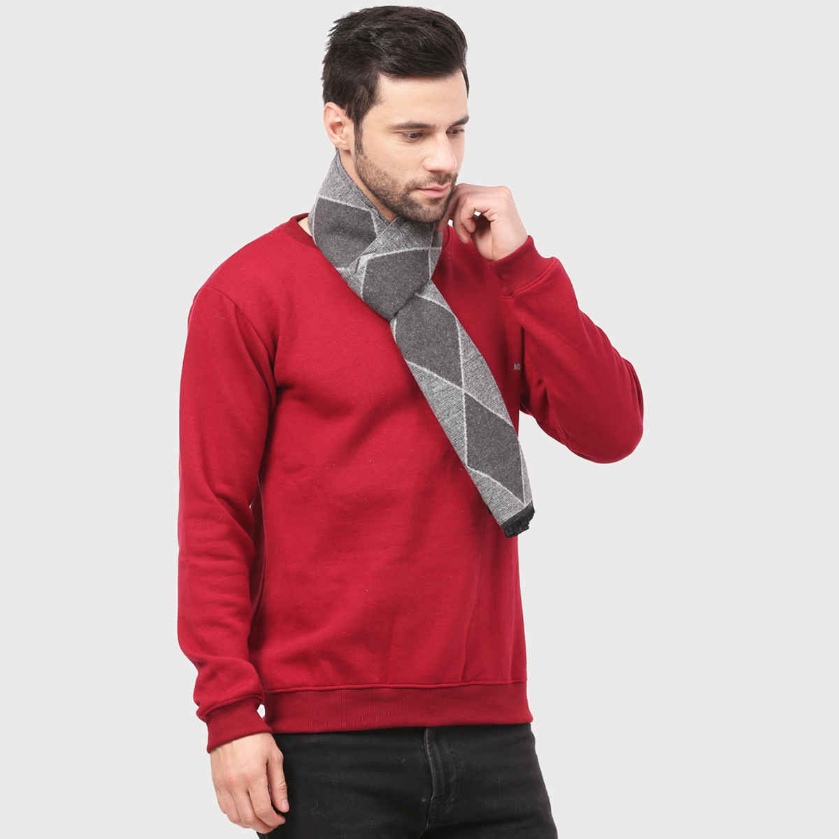 Calvadoss Unisex Patterned Acrylic Muffler | CALMUF149907 | Grey