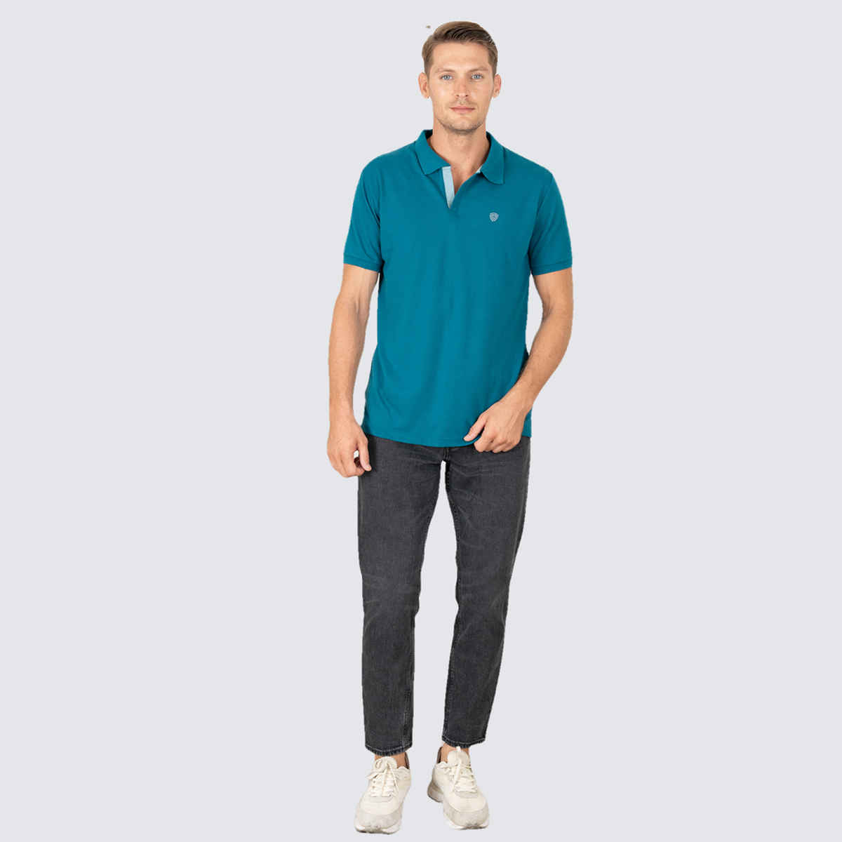 Lux Cozi Men's Solid Cotton Polo T-shirt | Emerald - L