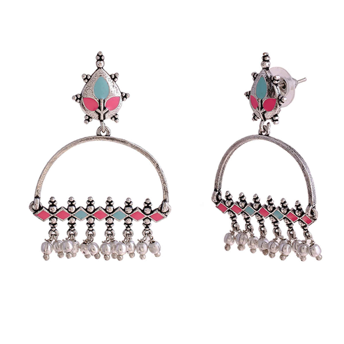 Voylla Bagh E Fiza Enamel Embellished Brass Earrings