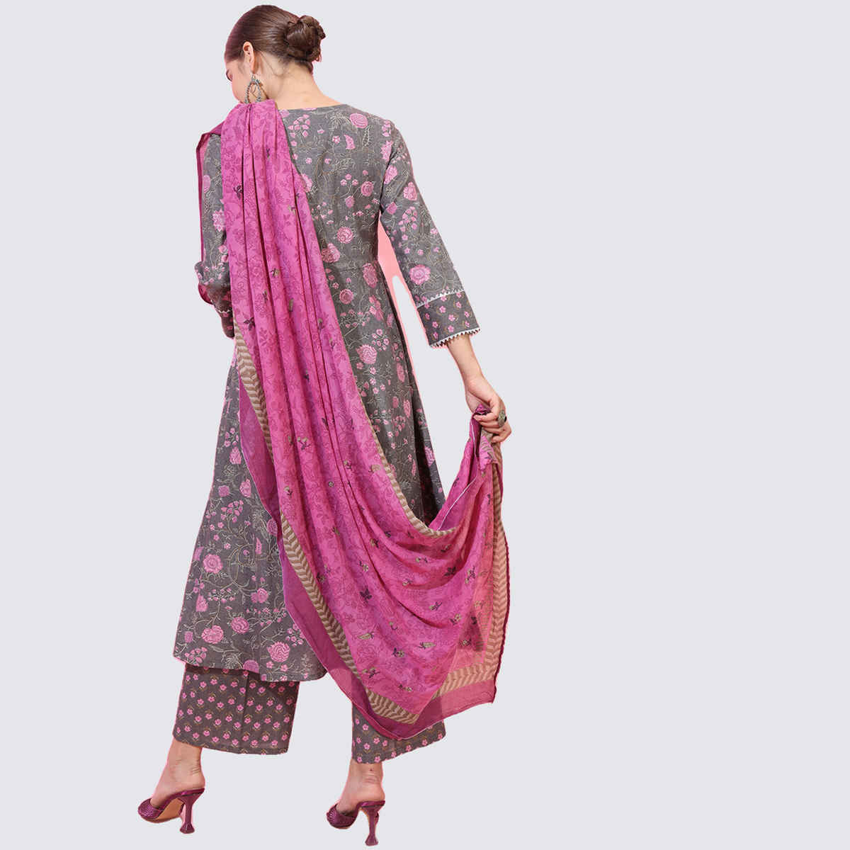 Vishdhd Vishudh Women's Floral Printed Pure Cotton Kurta With Palazzos ...