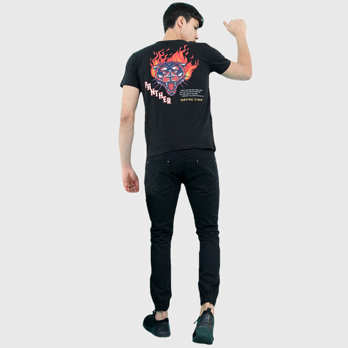 HIGHLANDER Men's Printed Cotton T-shirt | Jet Black - M