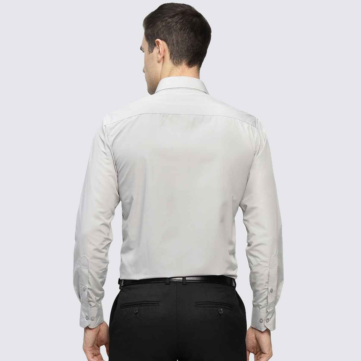 English Navy Men's Polycotton Solid Slim Fit Formal Shirt | Grey | XL