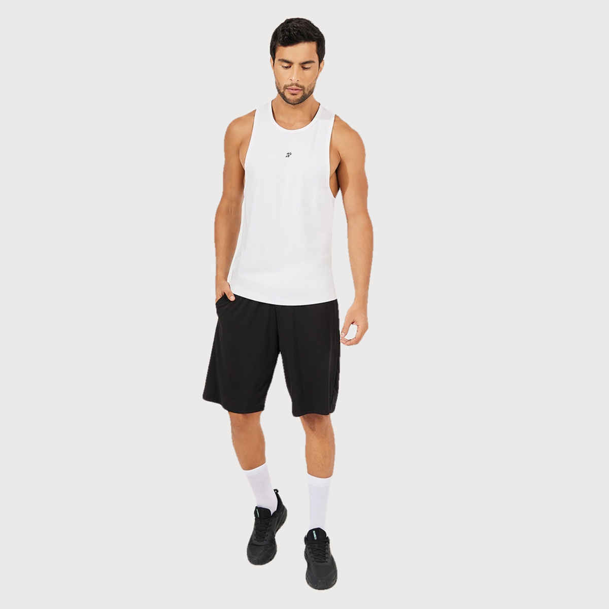 Styli Men's Super Stretch Drop Armhole Stringer Workout Tank | White - M