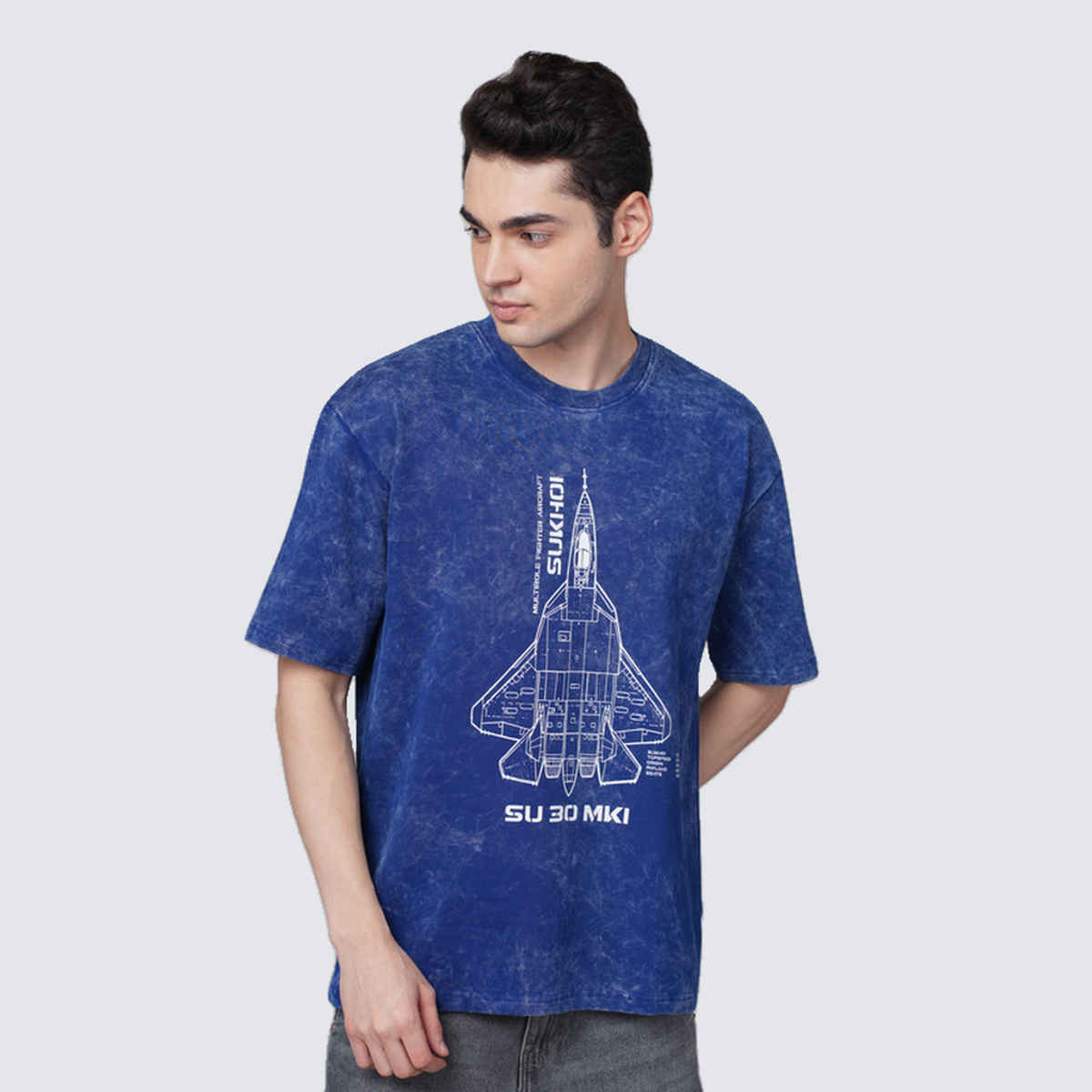 Outlaws Men's Cotton Premium Quality SUKHOI T-Shirt | Blue - 2XL