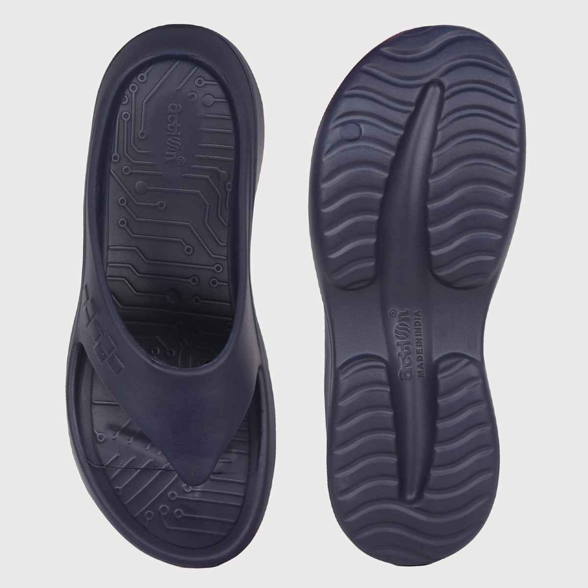 Action Men's Hran-53 Comfortable Slippers | Designer Footwear | Lightweight | Navy Blue - UK 8