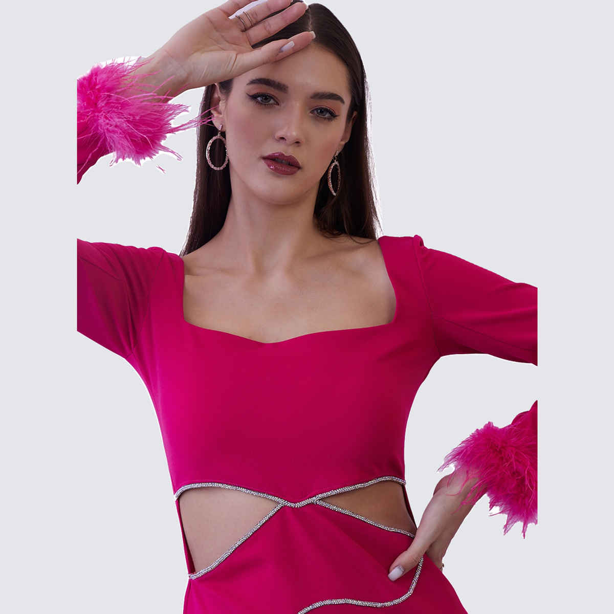 Athena Women's Cut-Out Bodycon Dress | Fuchsia - L