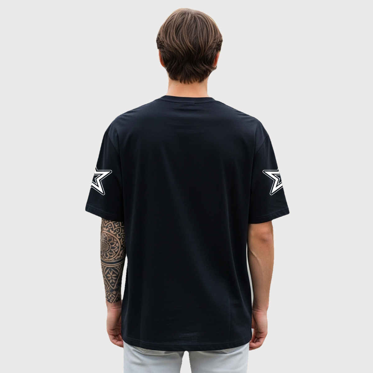 BENNY BROOKS Men's Round Neck half sleeve Oversized T-shirt |AA(ARN)BLACK43 | Black - M