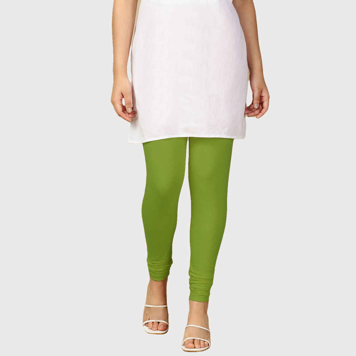 PYNK By Lux Cozi Women Ultra Soft 360 Stretch Prime Cotton Churidar Leggings|Parrot Green|Free Size