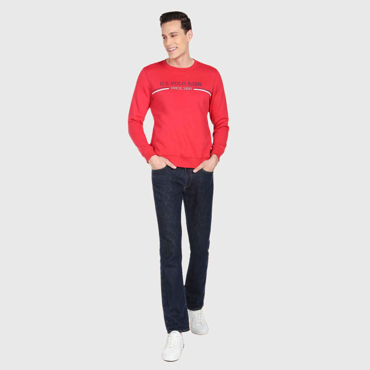 U.S. Polo Assn. Crew Neck Printed Logo Sweatshirt | Men | Red