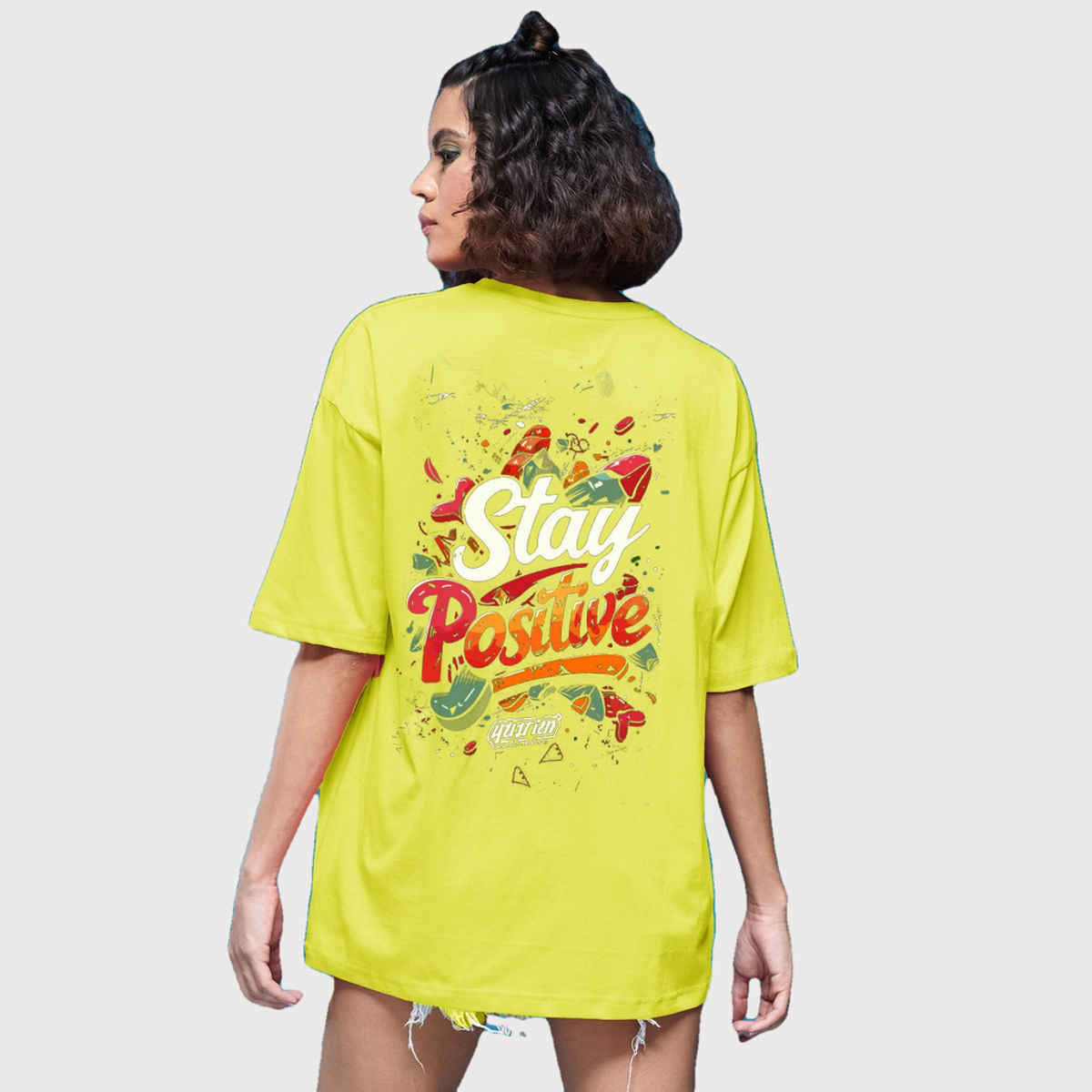 Smartees Women's Oversize Printed T-shirt | WW - 2034 | Lemon - XL