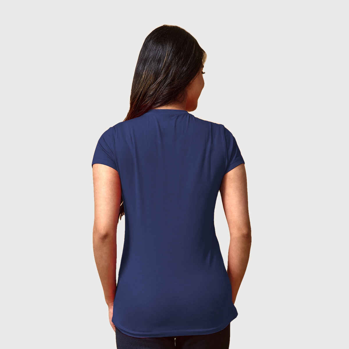 Lyra Women's T-shirt Round Neck Half Sleeve | Navy Blue - L