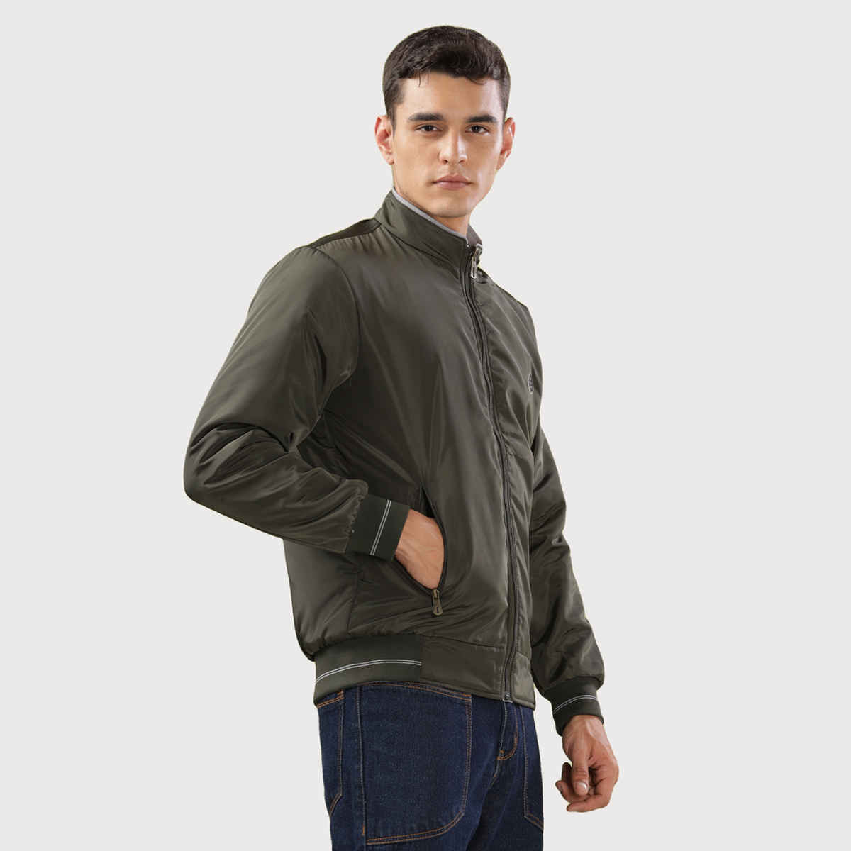 Dollar Jacket For Men - Casual Zipper Bomber For Winter | Mamwj 901 | Olive Green | M