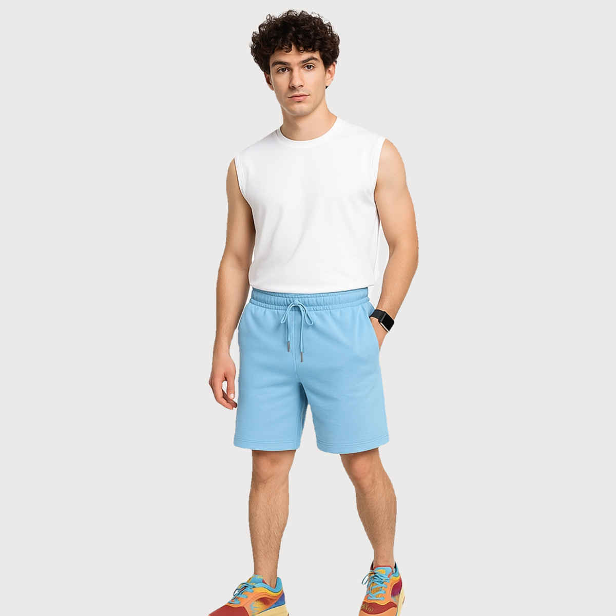 EQL Men's Pure Cotton Shorts | Light Blue - L