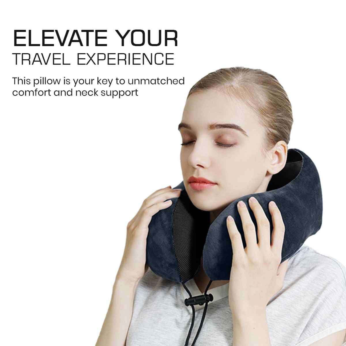 Billebon Memory Foam Neck Pillow with Eye Mask And Travel Pouch| Multi Contour Shape | Grey