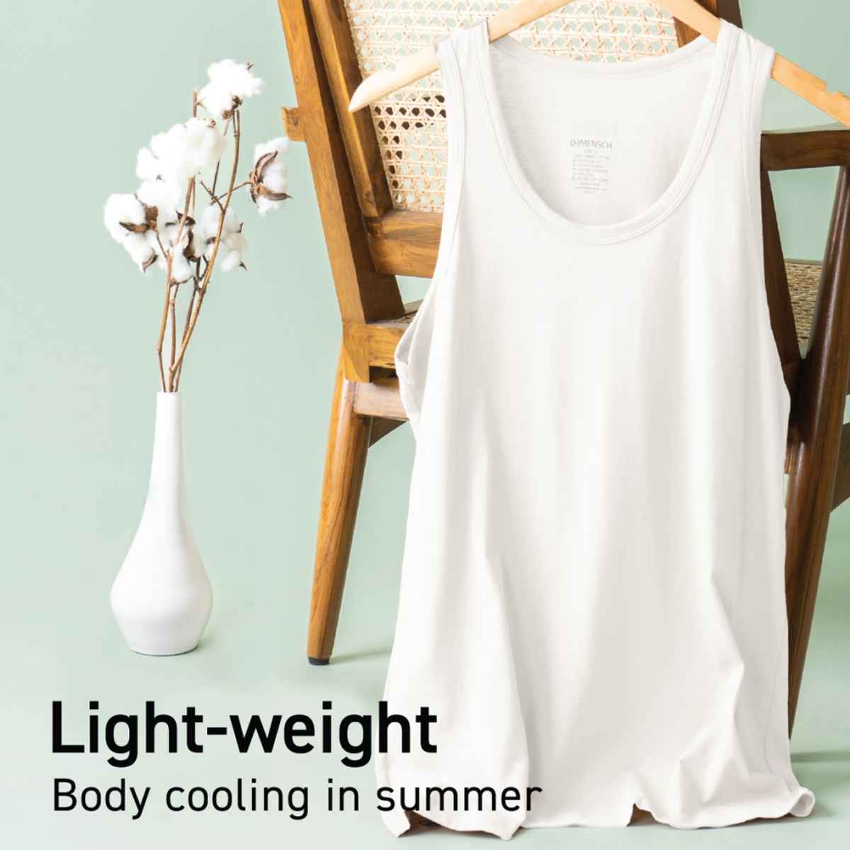 DaMENSCH Men's Neo - Cotton Round Vest | White - M