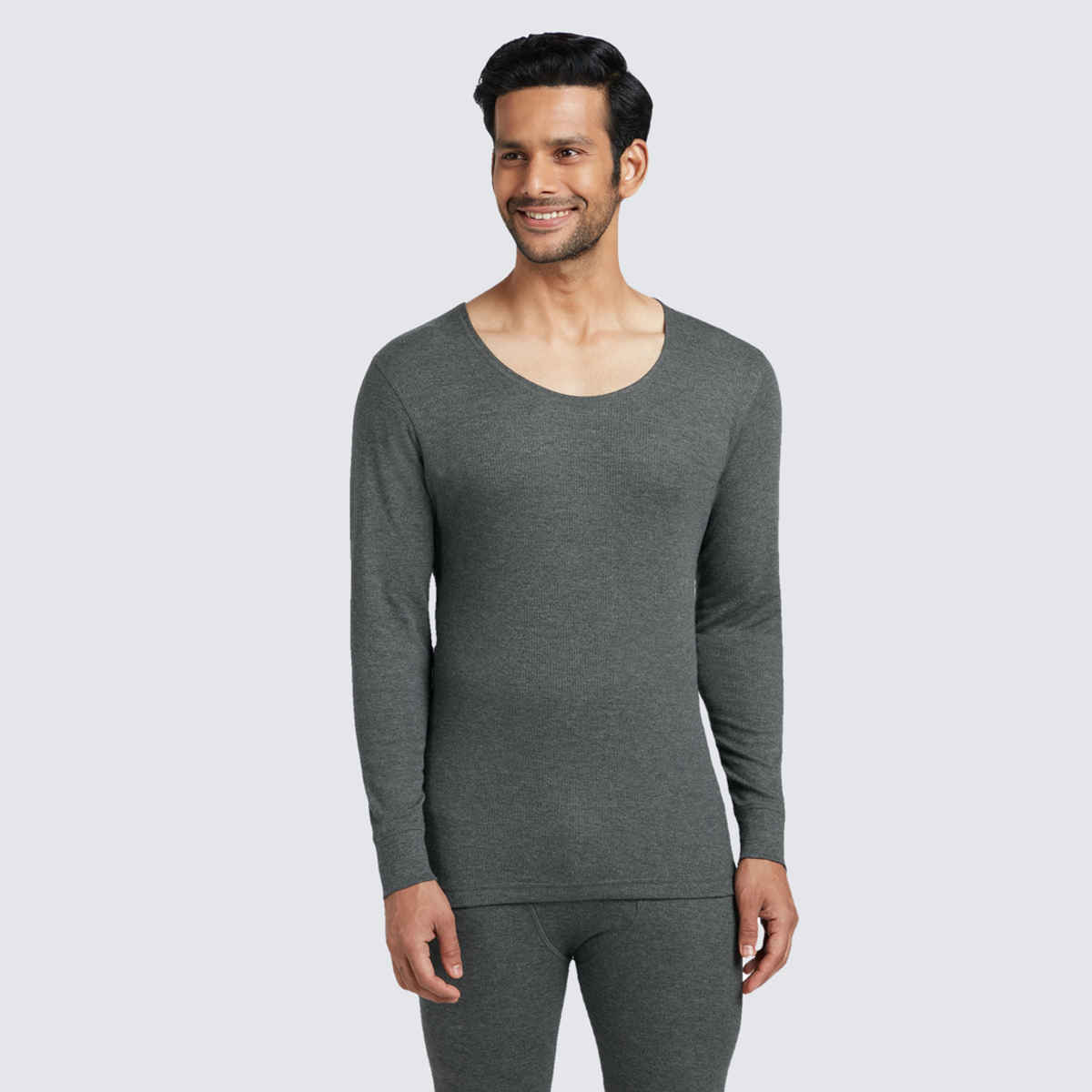 XYXX Men's Alpine Full Sleeve Thermal Tops, Charcoal Grey| S