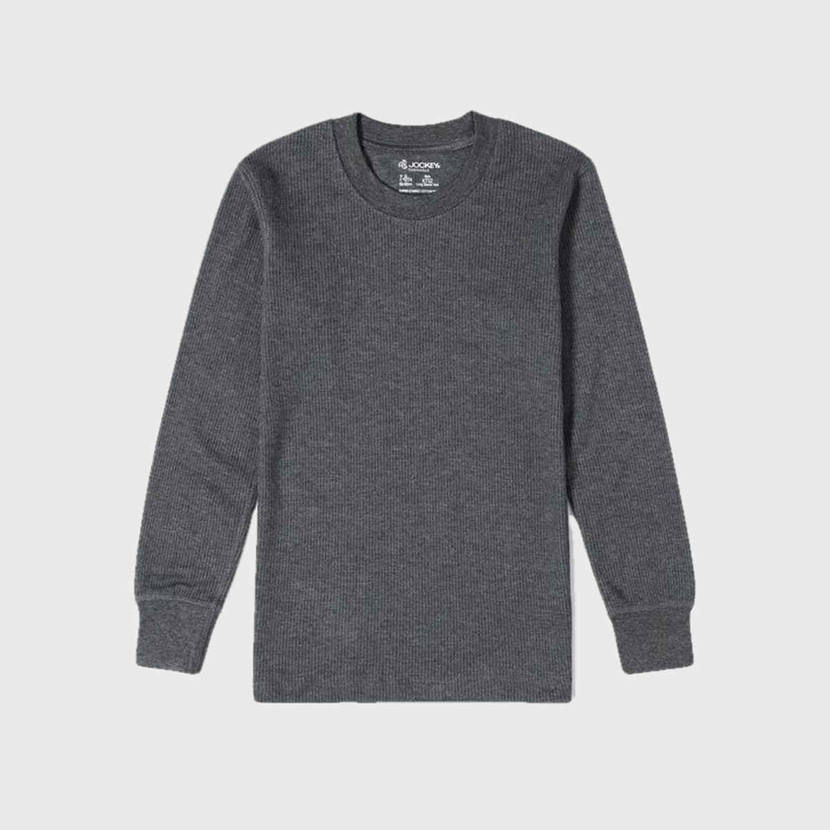Jockey KT02 Kid's Super Combed Cotton Rich Full Sleeve Thermal Undershirt | Grey-11-12 Yr