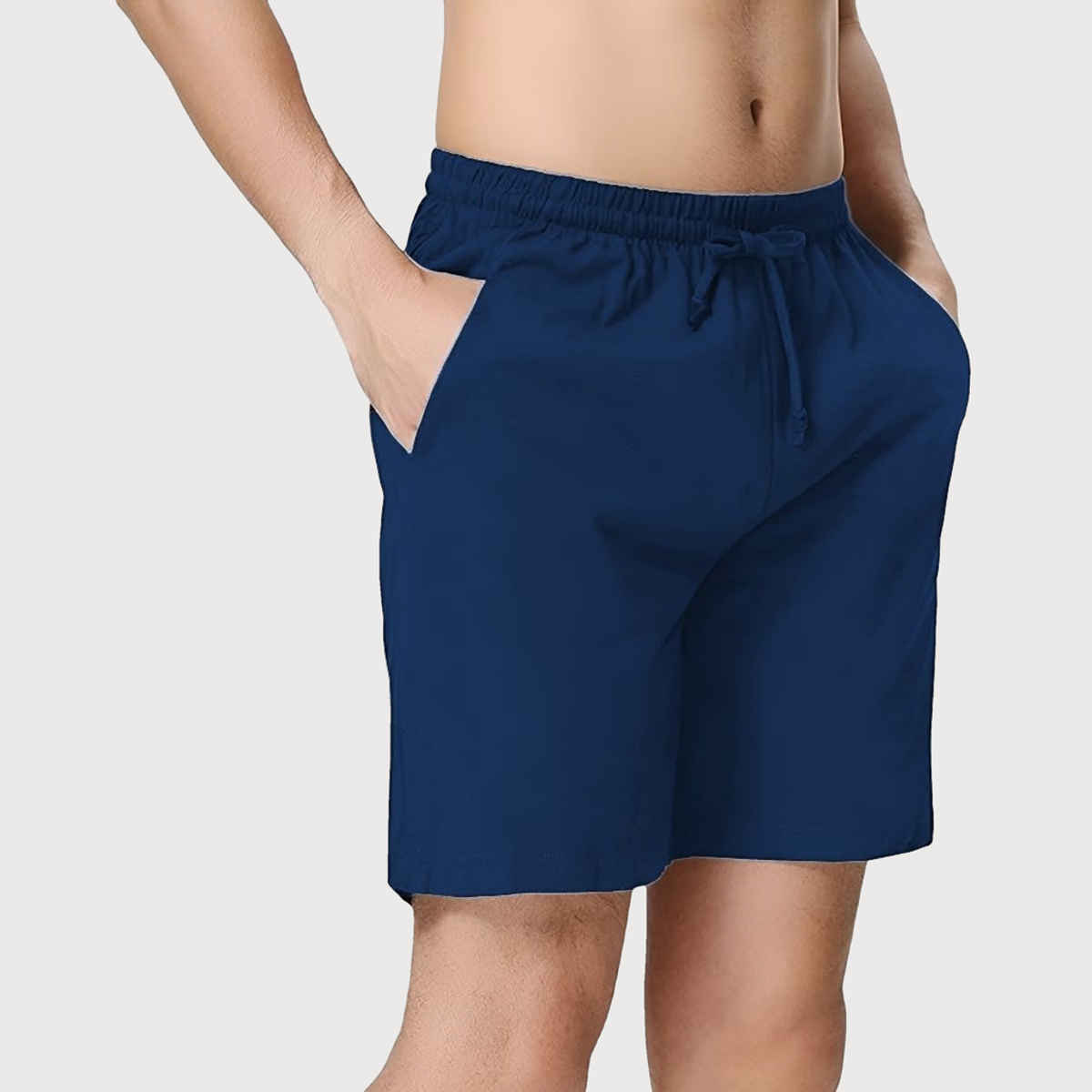 Springman Solid French Terry With Elastic & Drawstring Shorts For Men's | Blue | S