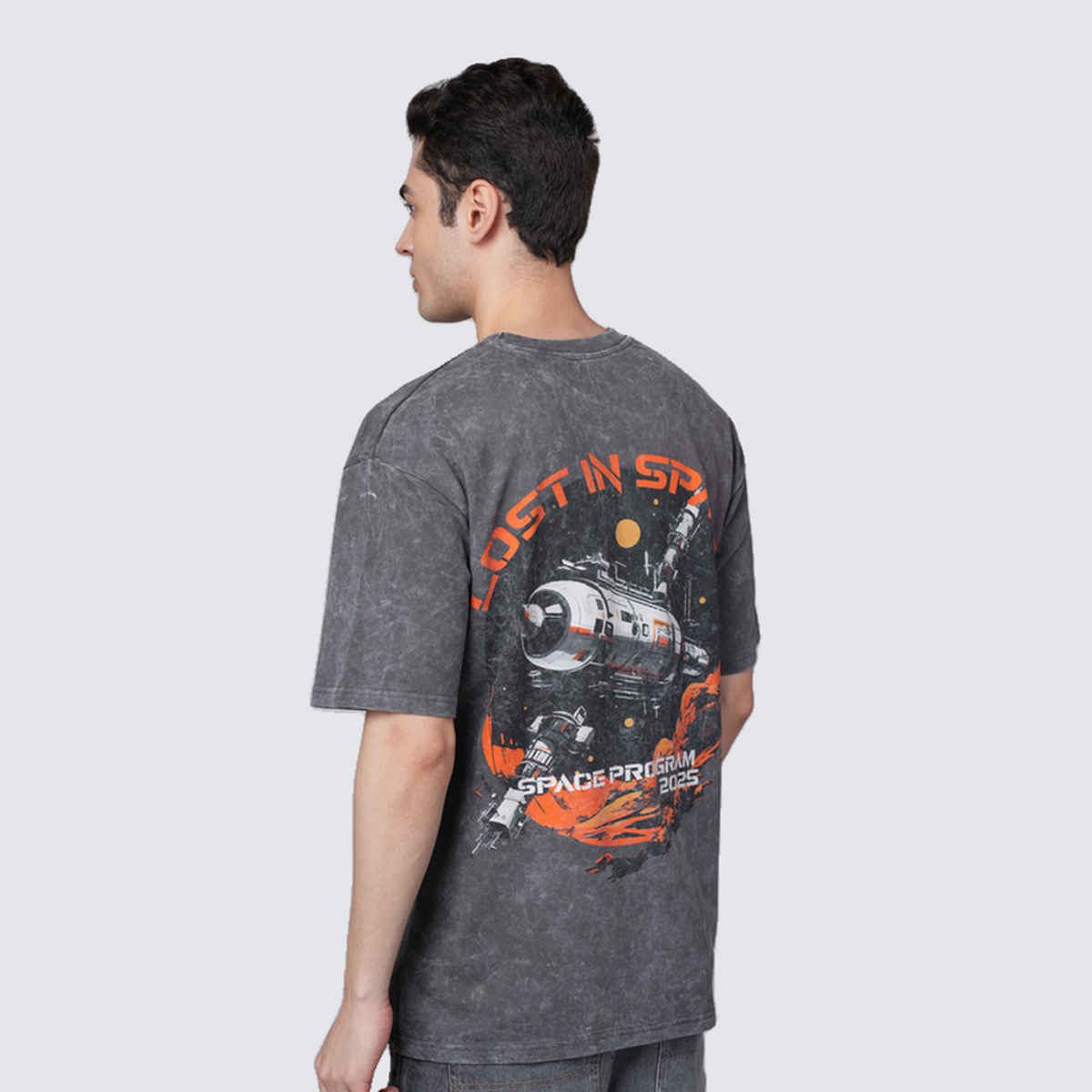 Outlaws Men's Cotton Premium Quality LOSTINSPACE T-Shirt | Grey - 2XL