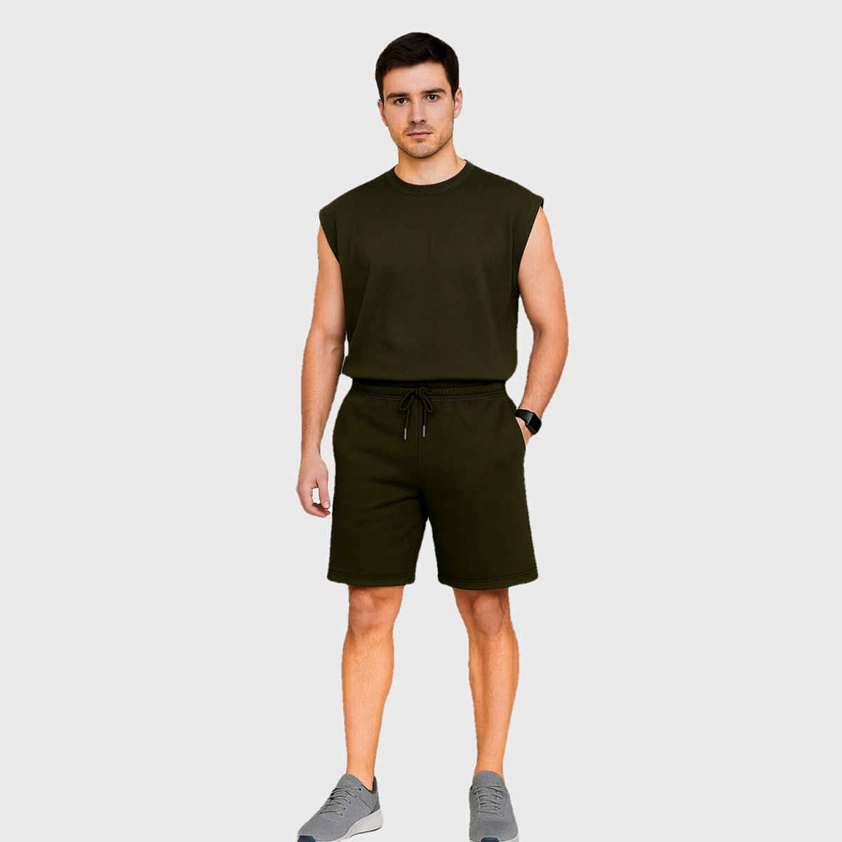 EQL Men's Pure Cotton Shorts | Olive - XXL