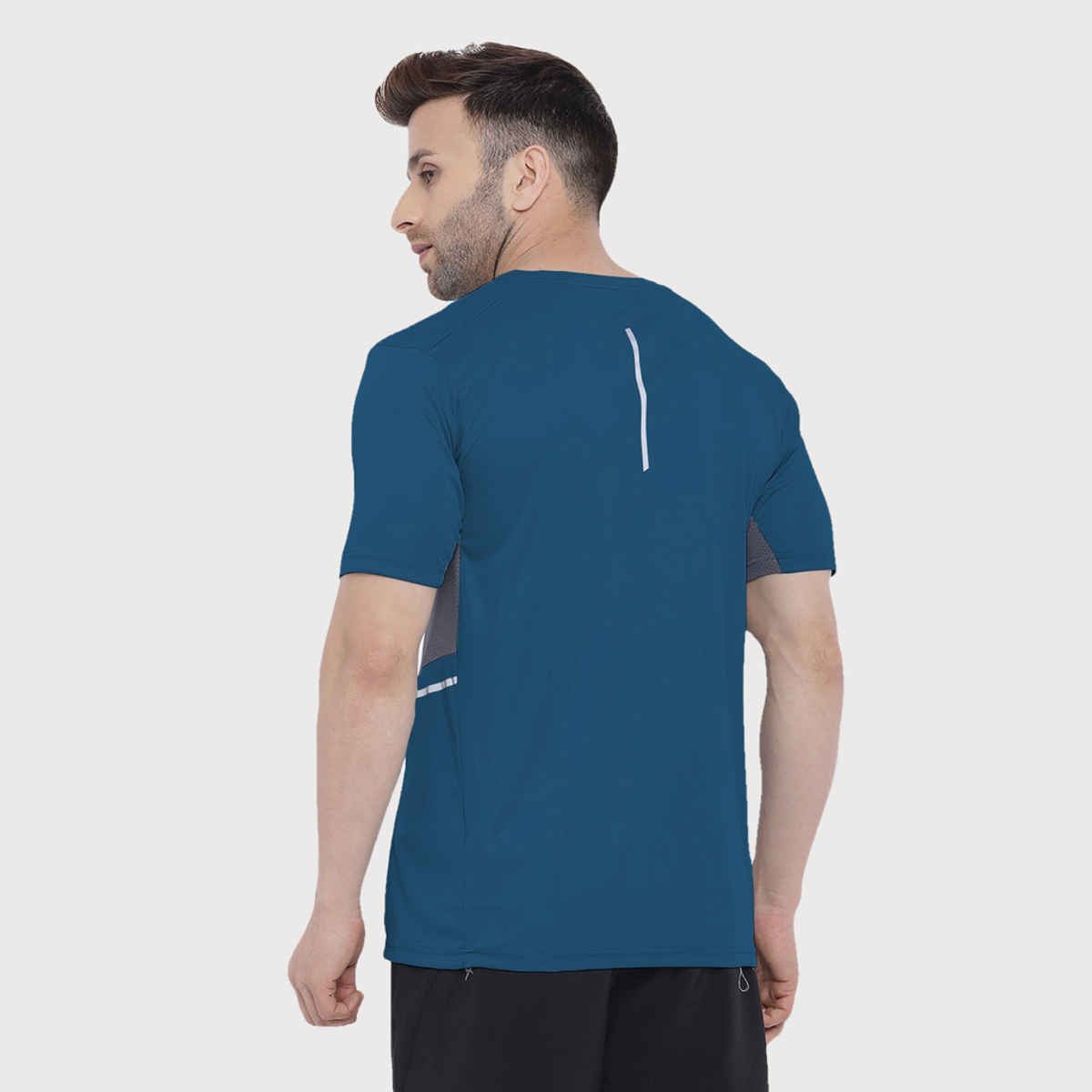 Chkokko Men's Round Neck Regular Dry Fit Gym Sports T-shirt | Indigo - XL