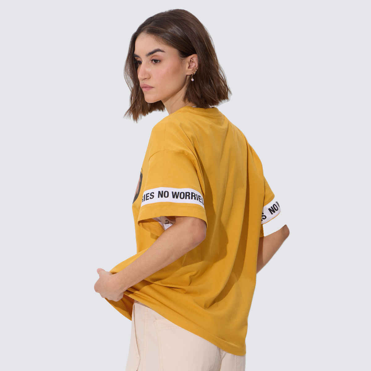 The Souled Store The Lion King- Super Simba Women s Oversized T-shirts | Yellow | XS