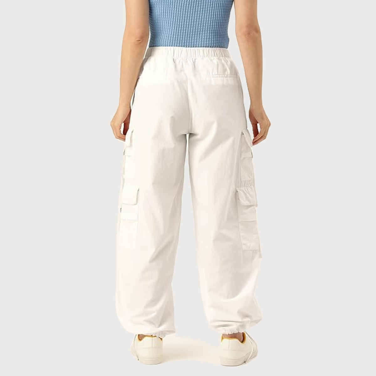 Bene Kleed Women White Parachute Cargo Trousers 28