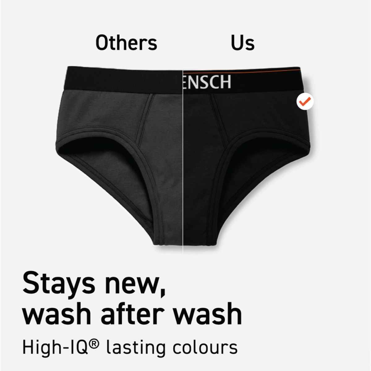 DaMENSCH Men's Brief | Basic Solid, Deo Cotton | Black Knight and Charcoal Dust - M