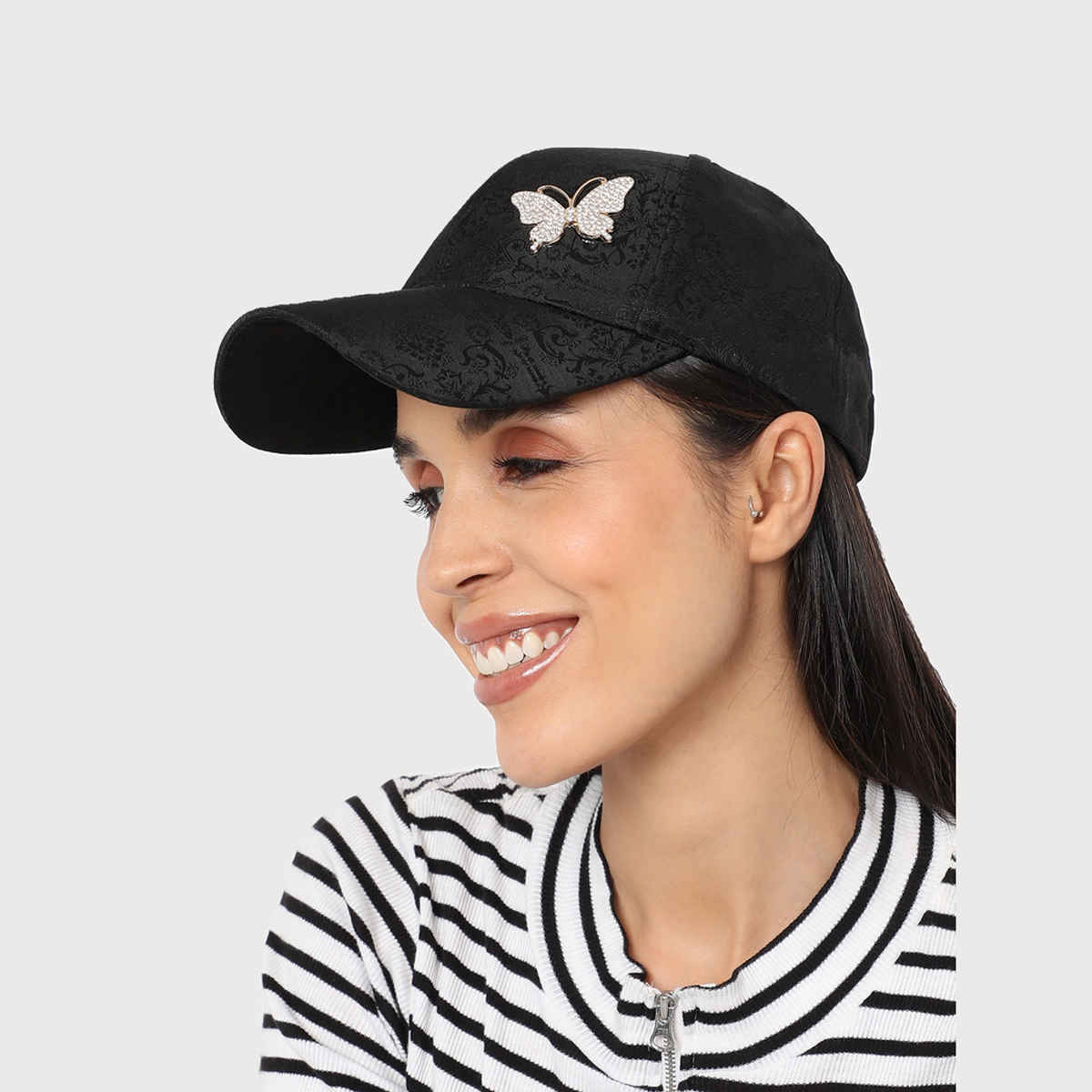 Haute Sauce Women's Embellished Polyester Baseball Cap | Black - One Size