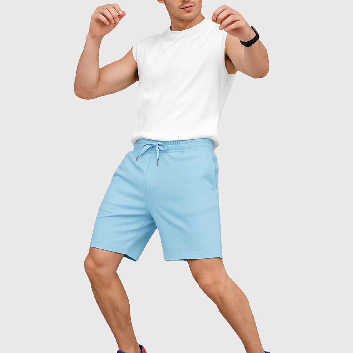 EQL Men's Pure Cotton Shorts | Light Blue - L