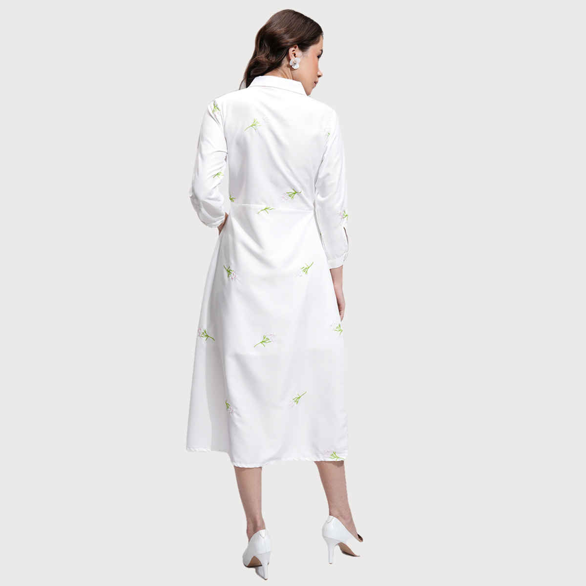 Tokyo Talkies Women's Shirt Style Midi Dress | Off White - XL