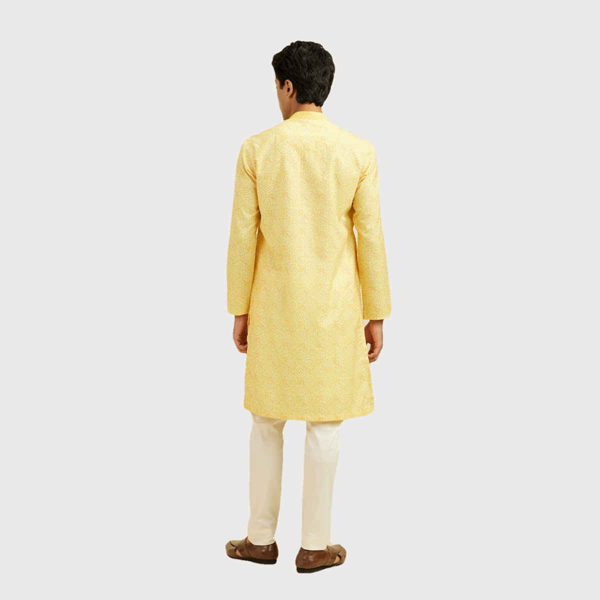 Diwas By Manyavar Yellow Blended Cotton Printed Kurta Set | M