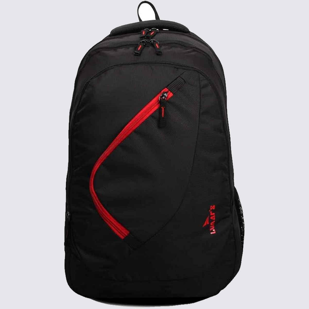Lunar's Unisex Solid Polyester 35 L Padded Grab Handle Backpack | Black and Red - 19 Inches
