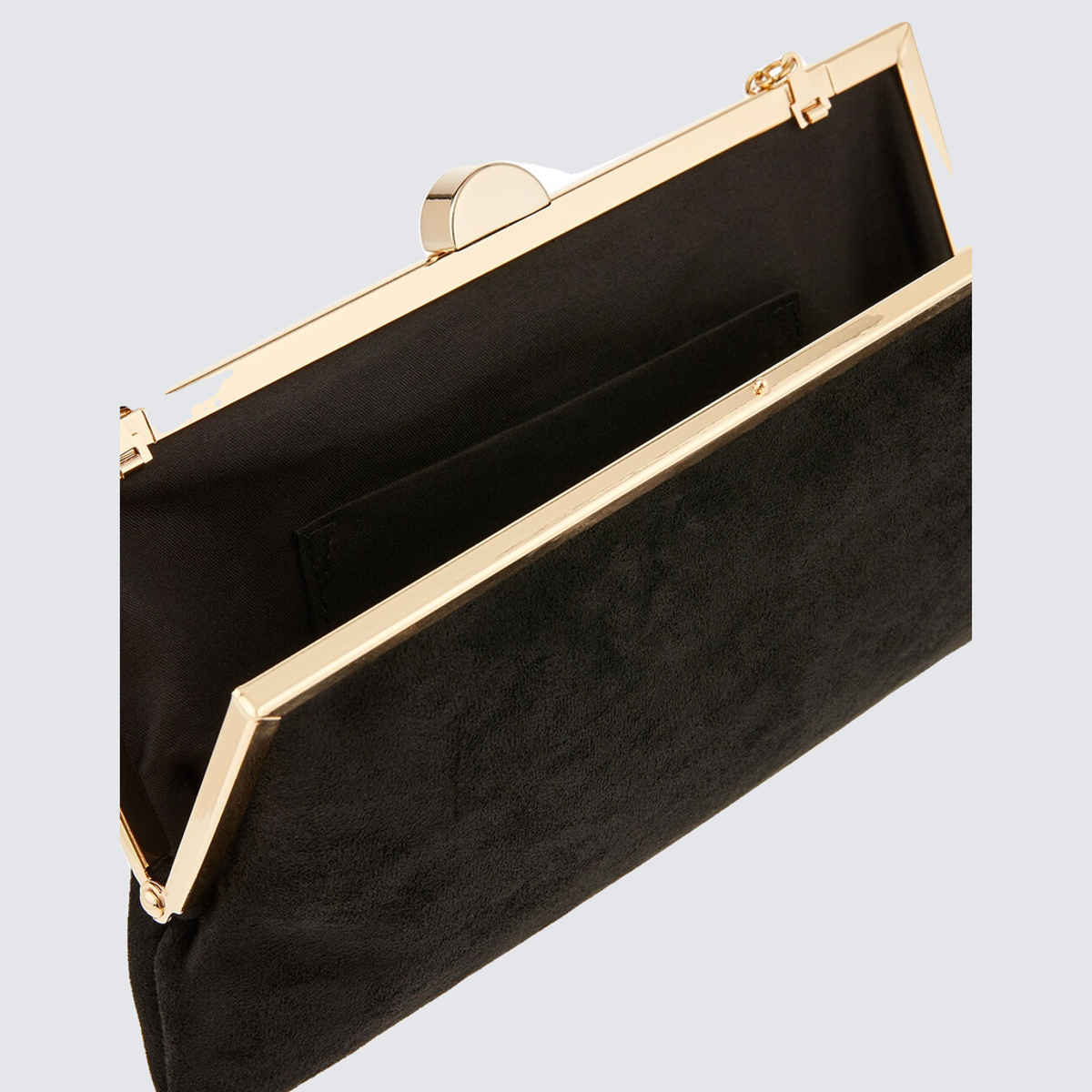 Accessorize London Women's Suedette Clipframe Party Bag | Faux Leather - Black