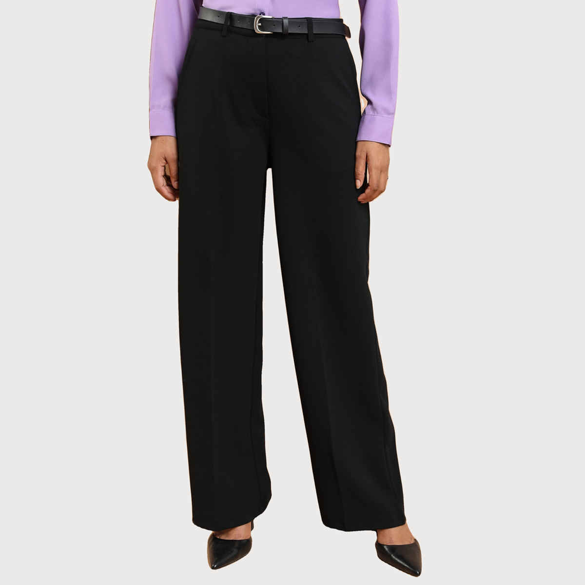 Tokyo Talkies Women's Flared Parallel Trouser | Black - 28